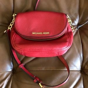 Red Michael Kors Leather Shoulder Bag